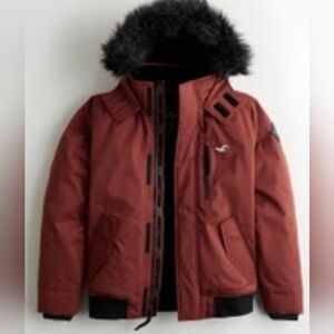 Men's Hollister Jacket Faux Fur Bomber Aviator XL All Weather